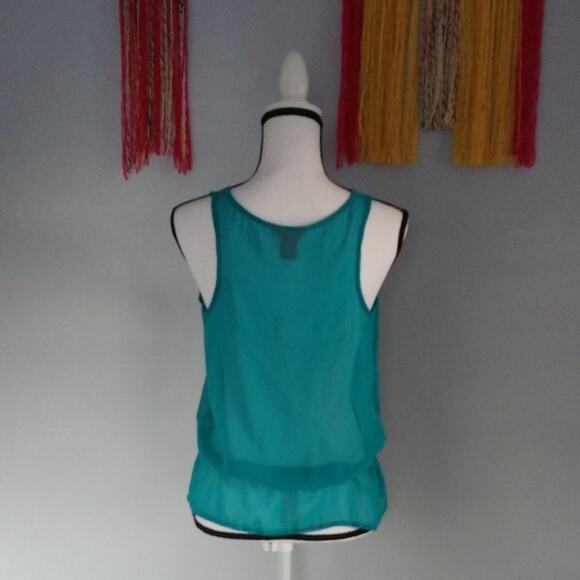 Joe Fresh Green Sleeveless Sheer Embroidered Sheer Top XS - Picture 2 of 5